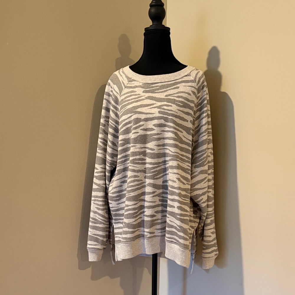 American Eagle Outfitters Gray Zebra Print Sweatshirt